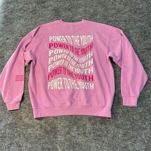 Mayfair Power to The Youth Retro Pink Graphic Crewneck Sweatshirt One Size